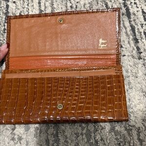 Cognac Crocodile Embossed Women's Wallet